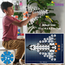 Load image into Gallery viewer, VIAHART Brain Flakes Space Shuttle Building Set with Detailed Step by Step Instructions Booklet - 381 Pieces - Wheels and Axles Included - Construct a 19 Inch Large Space Ship - Ages 7+ Years Old