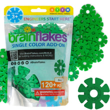 Load image into Gallery viewer, Brain Flakes Single Color Add-on - 120 Pieces - Resealable Pouch - Green
