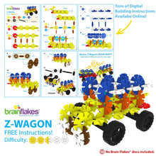 Load image into Gallery viewer, Brain Flakes 16 Wheels and 8 Axles Pouch Add-On Travel Kit - Build Cars, Trucks, Anything That Spins - Compatible Brand Discs - A Great STEM Toy
