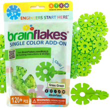 Load image into Gallery viewer, Brain Flakes Single Color Add-on - 120 Pieces - Resealable Pouch - Grass Green