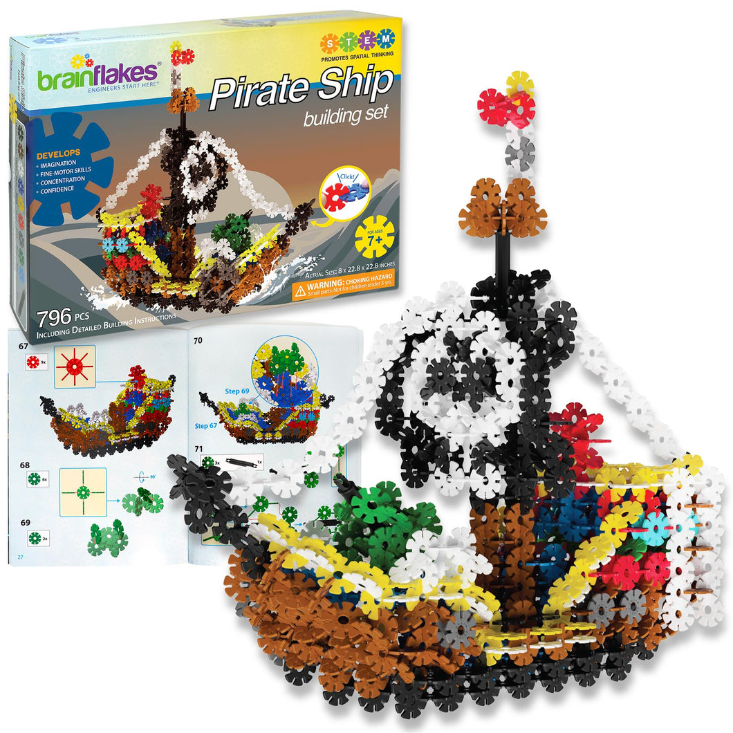 Pirate Ship Building Set with Detailed Step by Step Instructions Booklet - 796 Pieces